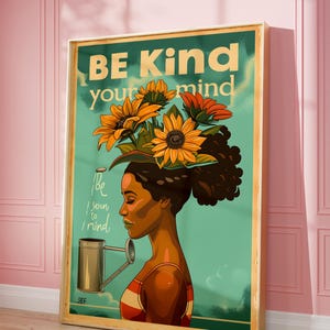 Seja gentil com sua mente, pôster vintage, impressão de pôster retrô, impressão de perca sua mente, pôster retrô de música, impressão vintage, pôster de positividade, arte y2k