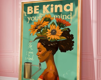 Be Kind To Your Mind Vintage Poster, Retro Poster Print, Lose Your Mind Print, Music Retro Poster, Vintage Print, Positivity Poster, y2k art