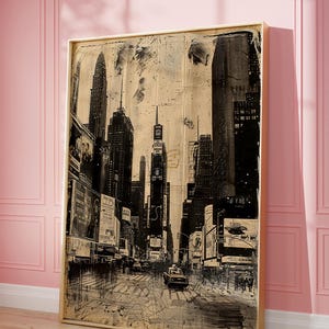 New York Print, Trendy Wall Art New York Illustration Print, Vintage Grand Street Poster, Vintage New York America Printable, Travel City