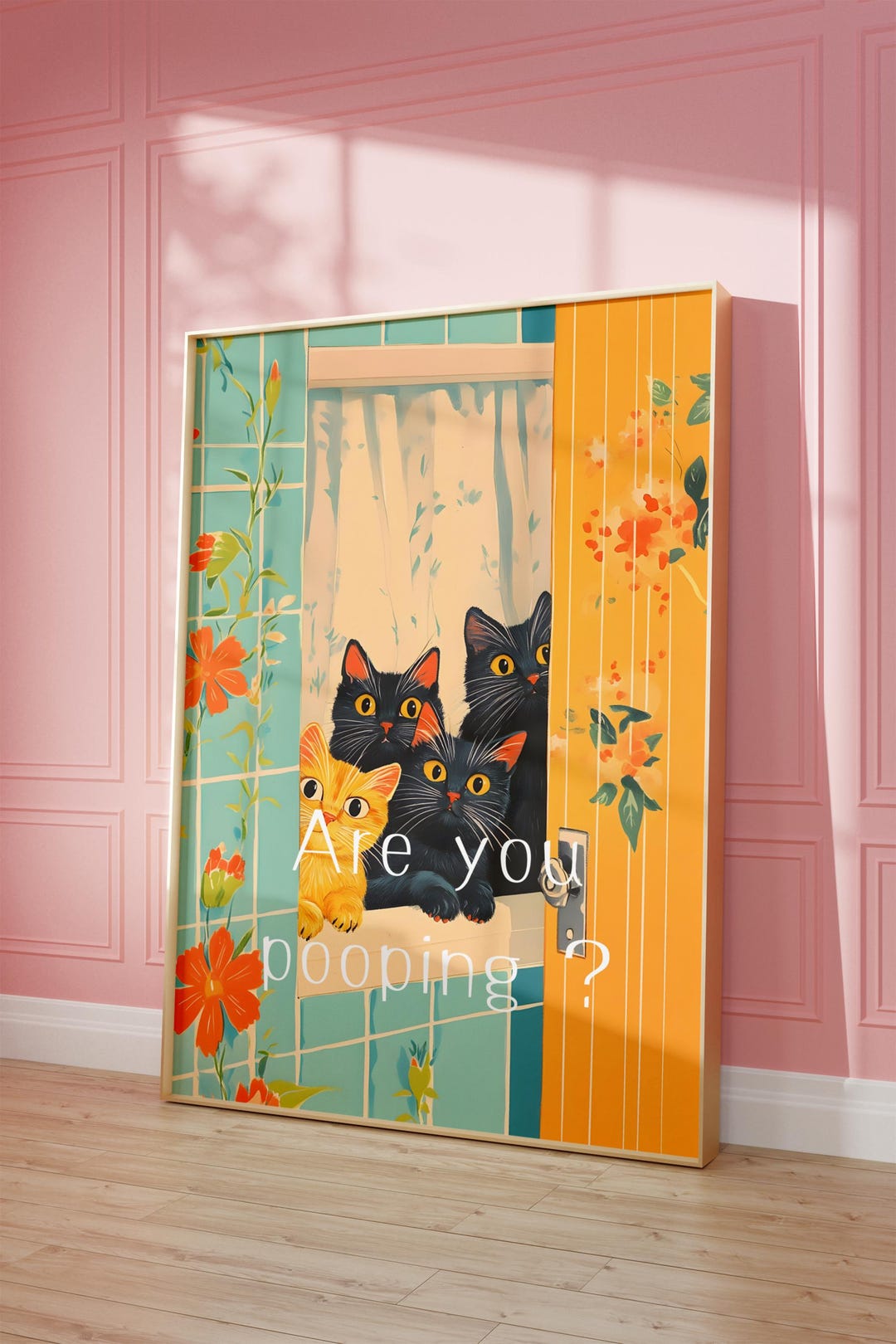 Bathroom Cat Print for Toilet Wall Art Print, Funny Bathroom Wall Decor ...