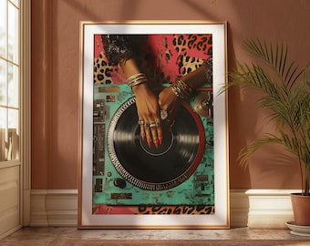Black Woman Art, Black Woman Wall Art, Black Girl Wall Art, Fashion,  Song Lover, Black girl art, Music Art, African American Art, y2k art