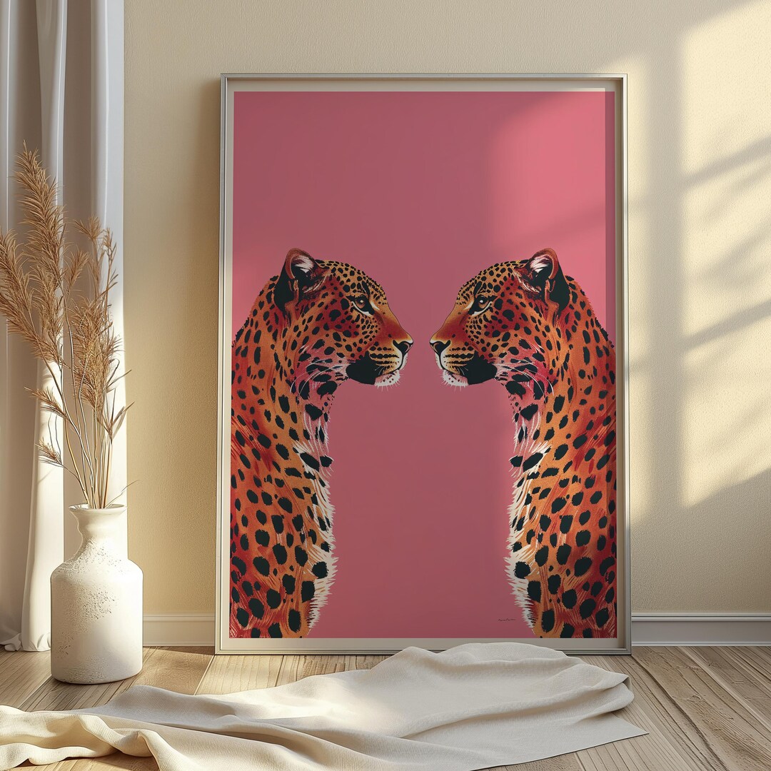 『 Pink cheetahs 』by Ally 20*20cm Pink cheetahs 』by Ally 20*20cm Cute Fierce Pink Cheetah Art