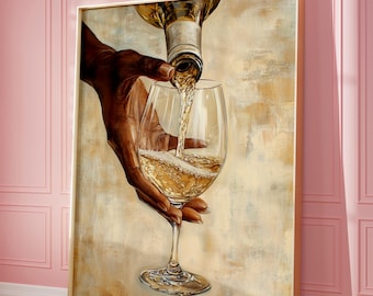 Black Woman Art, Black Woman Wall Art, Black Girl Wall Art, Fashion, Black girl art, Black wall art,  African American Wall, Wine Lover Gift