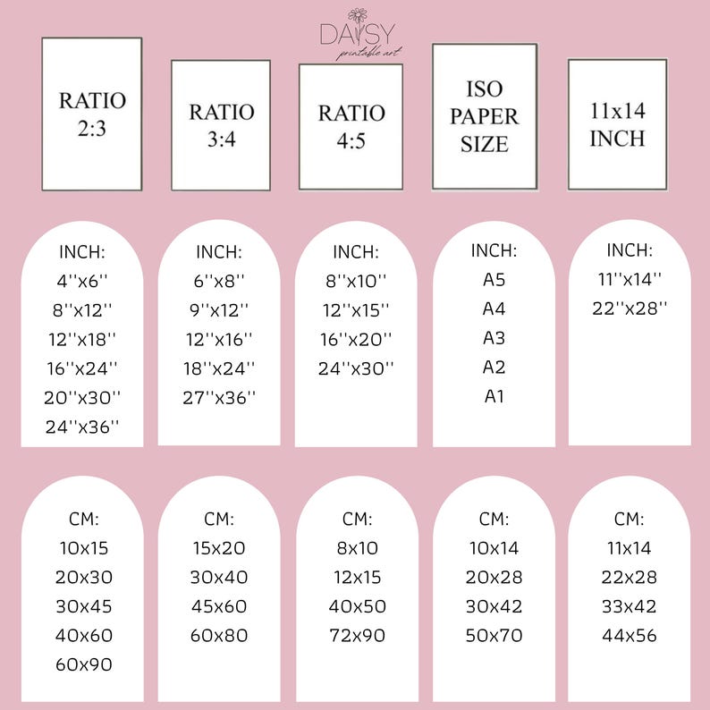 May include: A chart with different ratios and their corresponding measurements in inches and centimeters. The chart also includes standard ISO paper sizes and their measurements in inches and centimeters.