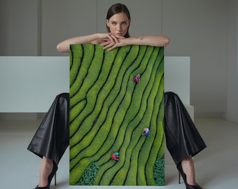 Arte mural de Vietnam, Campo verde, Arte mural de Hanói, Póster de Ho Chi Minh, Arte mural de musgo de arrozal, Impresión de Vietnam, Ilustración de Vietnam, Viajes