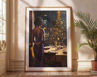 Oil art painting, Black Woman Art, Christmas Wall Art, Black Woman Wall Art, Trendy Wall Art, Black Girl Wall Art, Fashion, Black girl art,