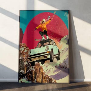 レトロなアフタースキーウォールアート、雑誌の表紙プリント、ファンキーなスキーポスター、雑誌の表紙のレトロな車のプリント、女の子の部屋の装飾ヴィンテージスキーガールの冬