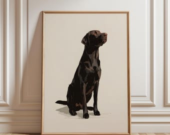 Black Lab Art Mid Century Modern Decor, Z Chair Dog Wall Art Print