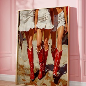 Red Cowgirl Boot Print, Western Printable Wall Art, Red Cowgirl Boot Print, Cowgirl Printable Poster, Preppy Cowgirl Dorm Print, Western