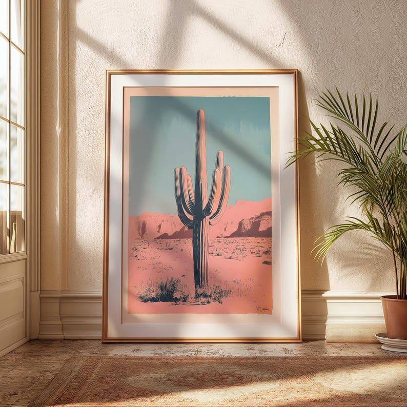 Mexican Desert Pink Art Print, Digital Art Download, Wall Decor ...
