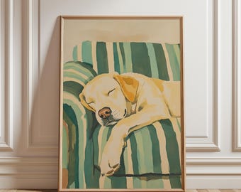 Golden Retriever Sleeping Watercolor Art Print (Digital Download)