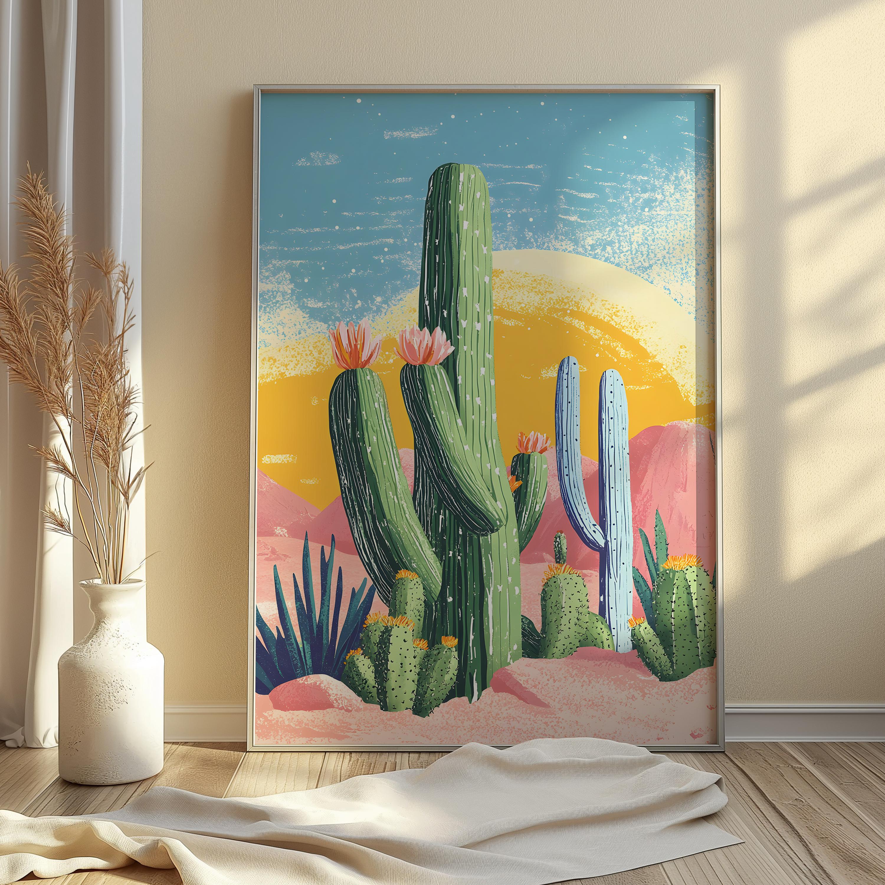 Mexican Desert Pink Art Print, Cactus Girly Printable Trendy Printable ...