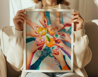 Cheers Cocktail Art Print, Bar Cart Decor (Digital Download)