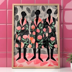 Schwarze Frau Kunst, afroamerikanische Kunst, trendige Wandkunst, schwarze Mädchen Wandkunst, schwarze Frauen Kunst, schwarzes Mädchen Druck, Mode Druck, schwarze Kunst