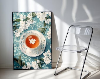 Coffee  Print, Coffee Bar Printable Wall Art, Minimal Drawing, Kitchen Decor, Apartment Poster Abstract Vintage Painting, Cottagecore Decor