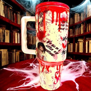 Slasher Horror Tumbler – 40 oz Blood Drip Creepy Cup image 4