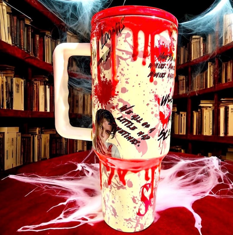 Slasher Horror Tumbler – 40 oz Blood Drip Creepy Cup image 4
