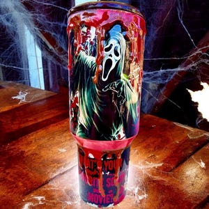 Spooky Ghost Horror Tumbler – 40 oz Blood Drip Handmade Cup
