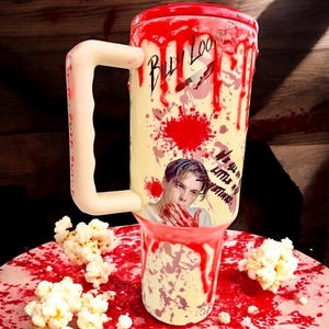 Slasher Horror Tumbler – 40 oz Blood Drip Creepy Cup image 5