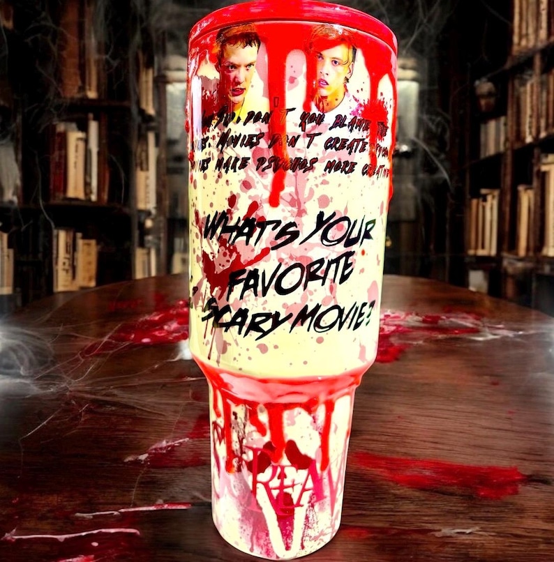 Slasher Horror Tumbler – 40 oz Blood Drip Creepy Cup image 3