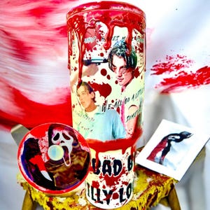 40 oz Slasher-Inspired Tumbler with Blood Drip Effect - Horror Fan Gift