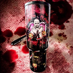 Horror Clown 40 oz Tumbler: Spooky Halloween Stainless Steel Travel Mug