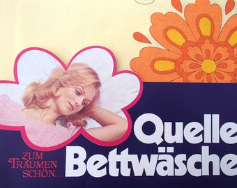 in Originalverpackung: vintage Bettlaken aus West-Germany (Quelle) 150x250cm