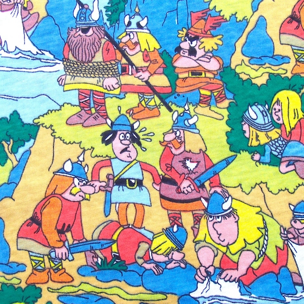 Vicky the Viking Fabric /  vintage fabric / 1970s kids fabric