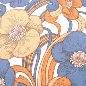 full roll stunning vintage flower power wallpaper
