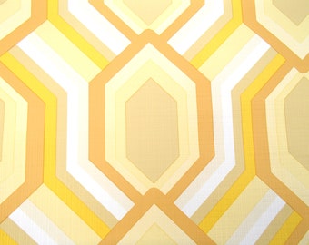 full roll vintage wallpaper / yellow geometric design / Tiefdruck Tapete