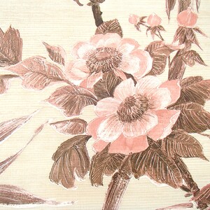 full roll: zen vintage wallpaper (pink floral and bamboo pattern) from West-Germany