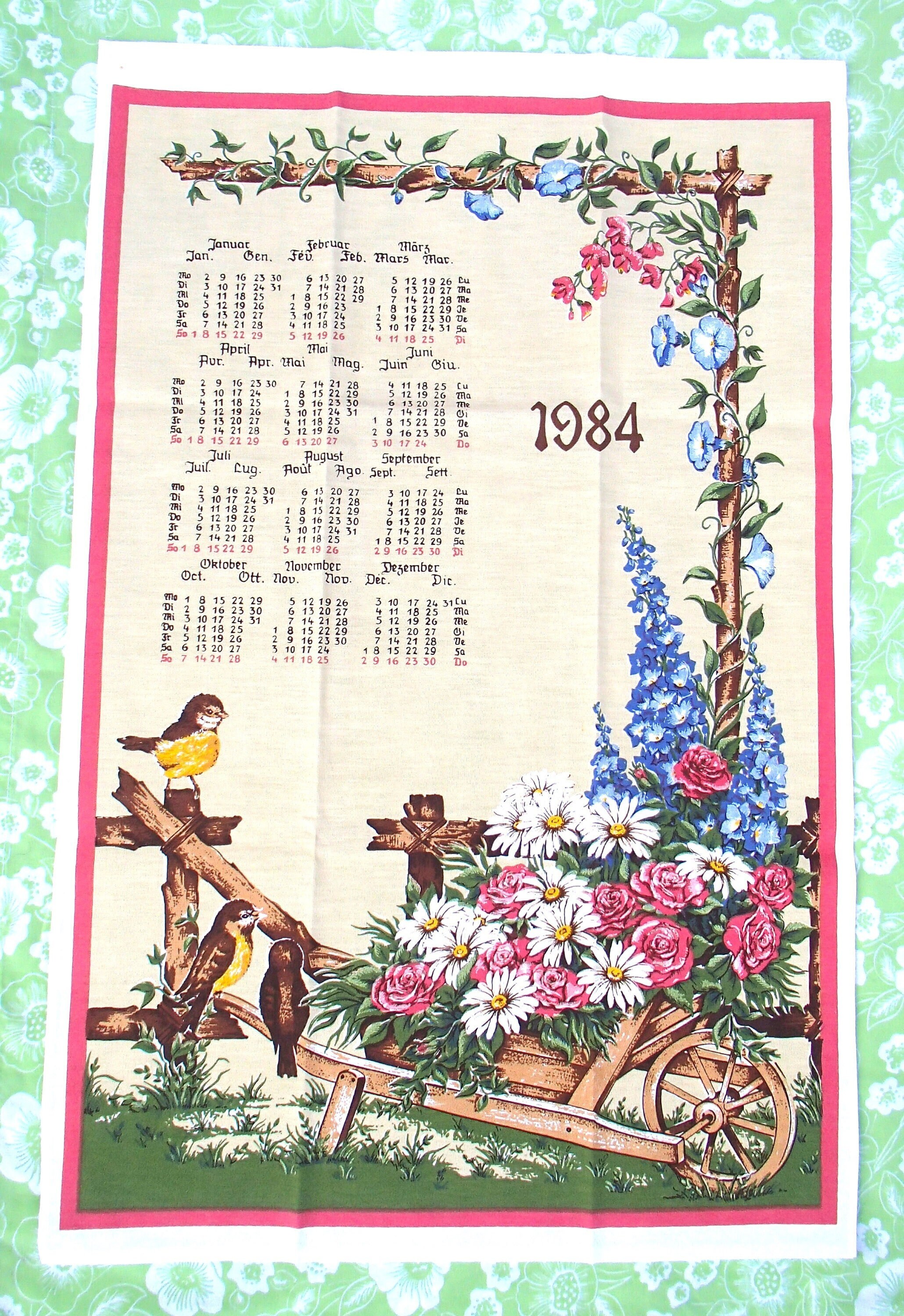 1984 Germany: Fabric Calendar - Etsy