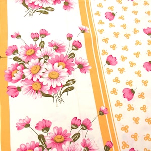einzelne Vintage Bettbezug mit Kissenbezug (1970er Jahre) / Vintage Stoff