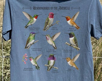 Hummingbirds of the Americas Shirt, Vintage Bird Field Guide Tee