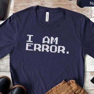 Camiseta retrô de jogos, camiseta "Eu sou o Erro", presente engraçado para programador, nostalgia de videogames