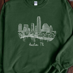 Texas Shirts | Austin Skyline Hand Drawn Sketch, State Pride Shirt, Texas Gift, Travel Gift Souvenir