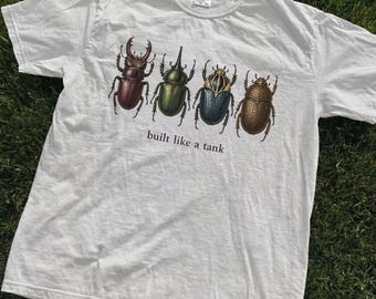 Built Like a Tank Beetle Shirt, Vintage Insect Comfort Colors Tee