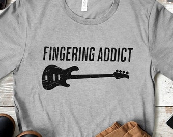 Grappig bassistshirt | Fingering Addict, cadeau voor bassist