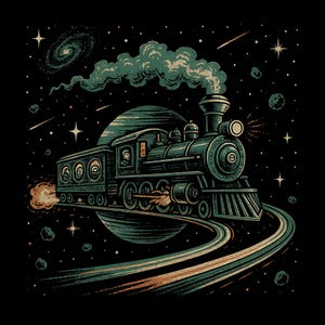 Vintage Space Train T-Shirt: Retro Sci-Fi Tee, Astronomy Gift