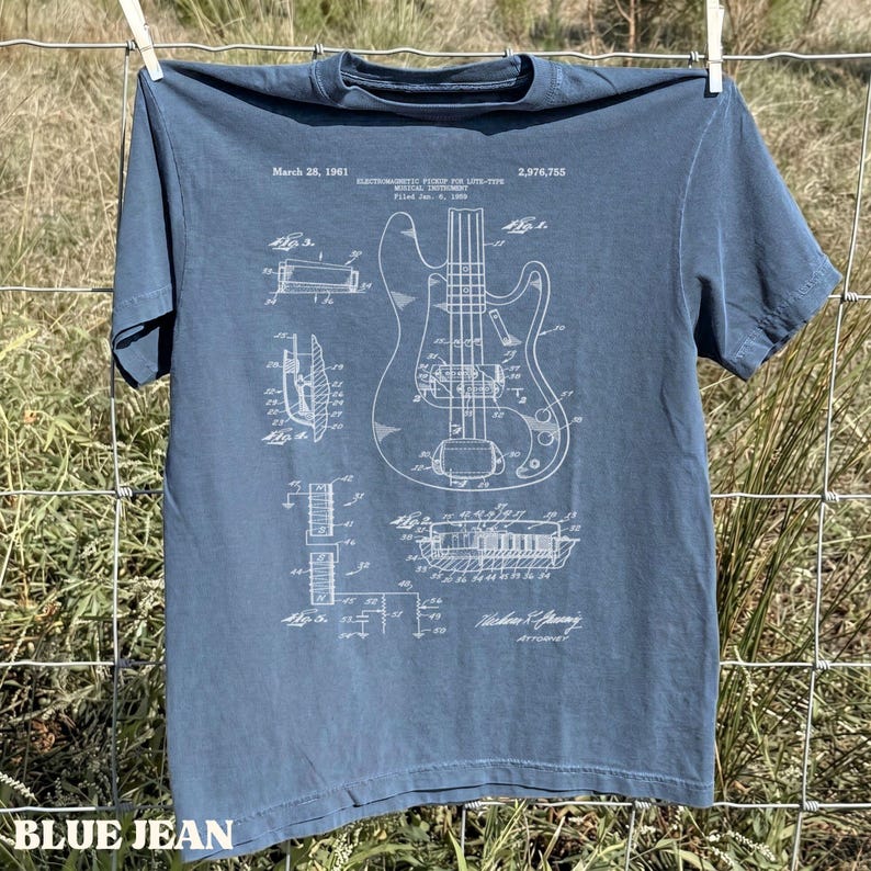 Camiseta con estampado de bajo vintage / Comfort Colors 1717 / Camiseta con estampado de pastilla Fender imagen 5