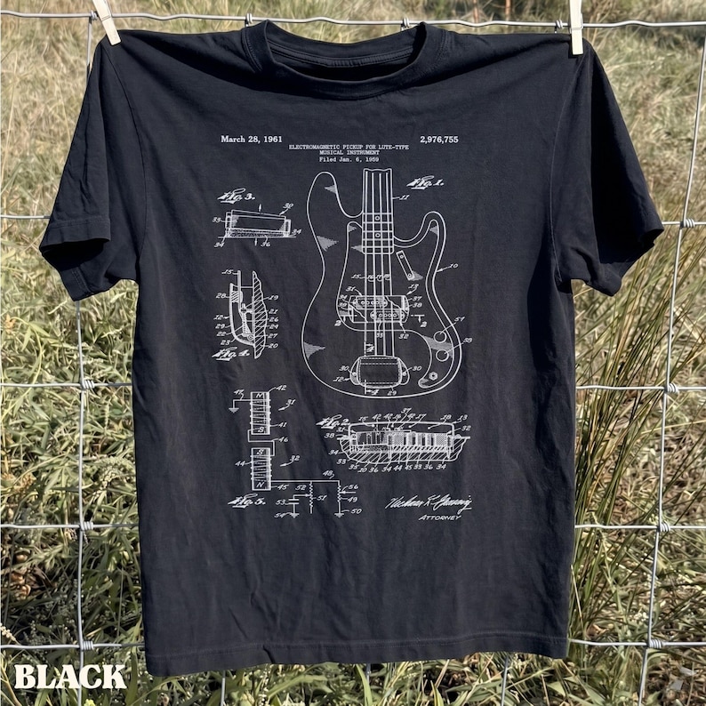 Camiseta con estampado de bajo vintage / Comfort Colors 1717 / Camiseta con estampado de pastilla Fender imagen 2