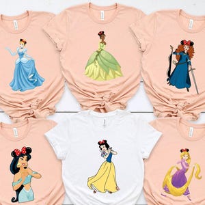 Disney Princess Shirt, Belle, Tiana, Disney Girl Shirt, Elsa, Anna, Jasmine, Ariel, Aurora, Rapunzel, Snow White, Merida, Cinderella, Mulan