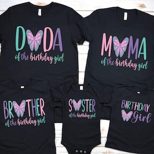 1st Birthday T-Shirt, Family Matching Pastel Butterfly Girl Birthday Shirts, Butterfly Theme Party Shirt, Butterfly Birthday Family Shirts