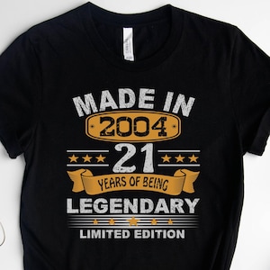 21st Birthday Shirt, 2004 Shirt, 21st Birthday Gift, 21st Birthday Gifts for Men, 21st Birthday Gifts for Women, Vintage 2004 Birthday Shirt