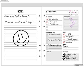 A5 Daily Planner Insert A6 Personal Size Daily Planner Insert for 6 ring binders 40 sheets 80 pages