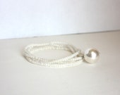 stretchy bracelet flexible adjustable white pearly cream faux pearl metallic bronze stackable multi boho hippie stretch seed beads jewelry