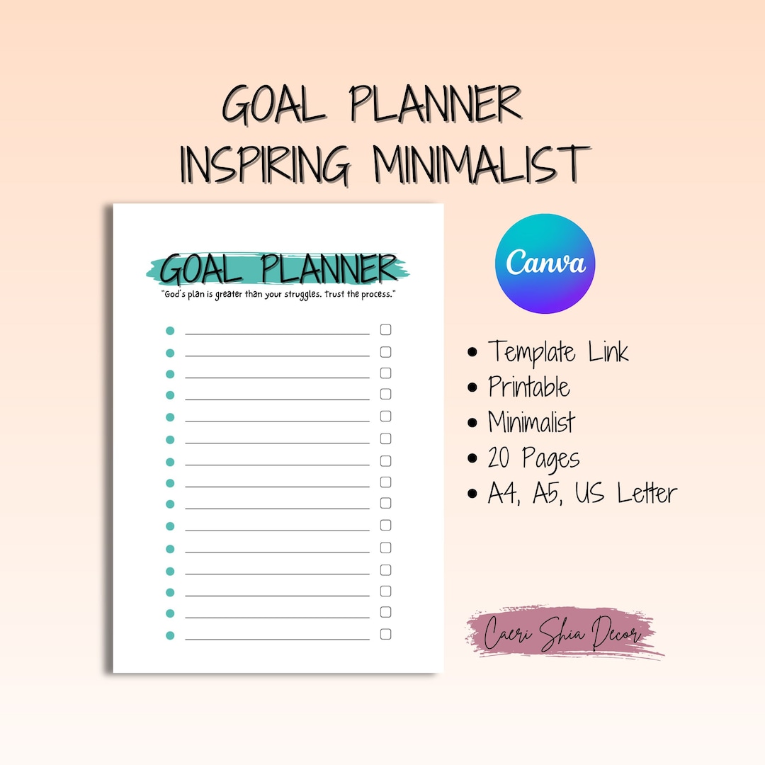 Goal Planner Printable Template Inspirational 20 Pages Templates A4/A5 ...