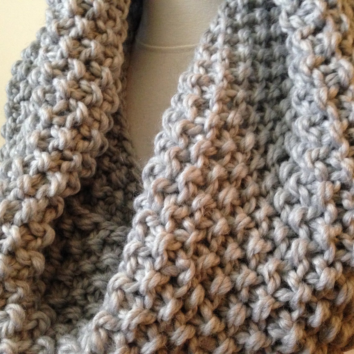 Grey Chunky Cowl Bulky Cowl Scarf Gray Knit Cowl Light Grey Cowl Gray ...
