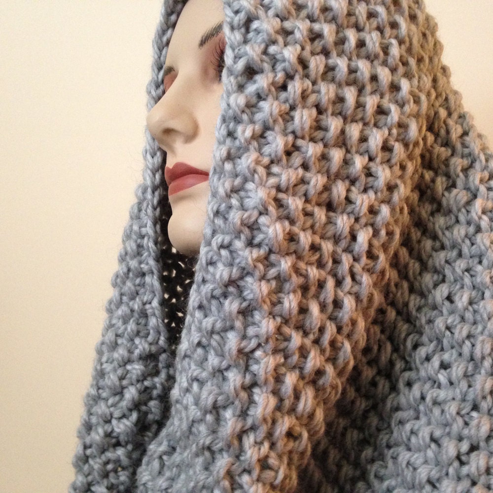 Grey Chunky Cowl Bulky Cowl Scarf Gray Knit Cowl Light Grey Cowl Gray ...