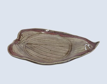 Handmade Pottery Ceramic Hosta Leaf Dish Lavender Dish, Small Tray Candle Pan